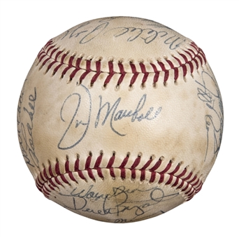 1979 Oakland As Team Signed Baseball With 23 Signatures Including Henderson Rookie Signature (Beckett)